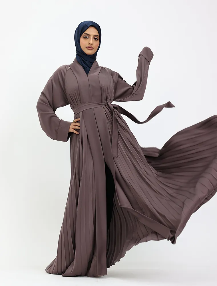 Mauve Pleated Silhouette Abaya